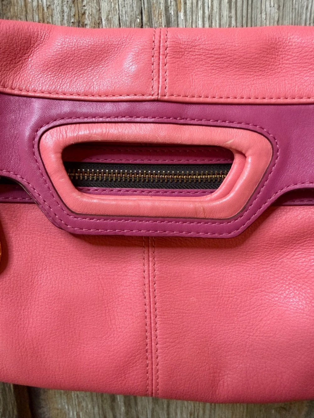 VTG Coach Bonnie Cashin 13388 Pink Red Colorblock Fold Over Crossbody Bag Y2K - Picture 5 of 16